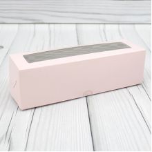 Коробка для 5 макарун Розовая с окном